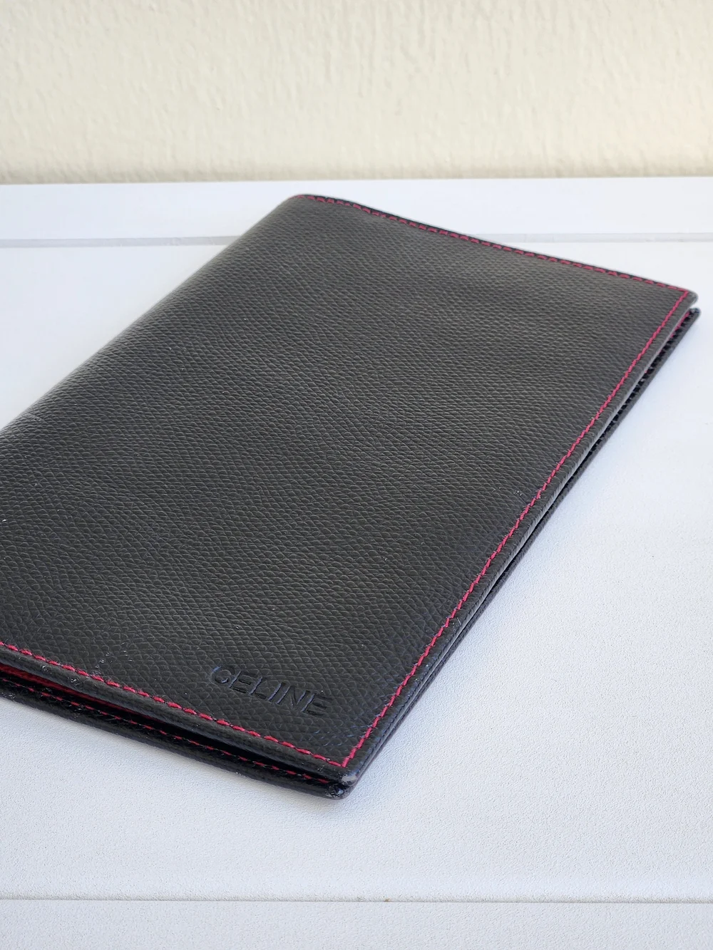 Celine Paris Red Leather Card/ Passport Holder/long Bifold Wallet